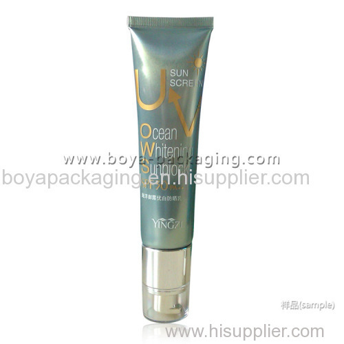 plastic tube with special pump for cosmetic packaging
