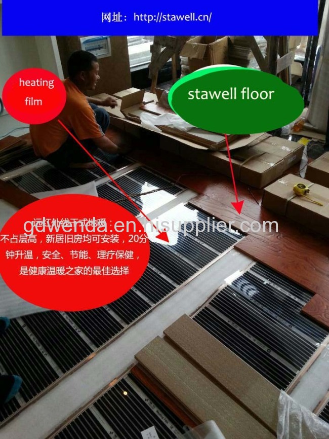 Laminated floor for heating cables or films