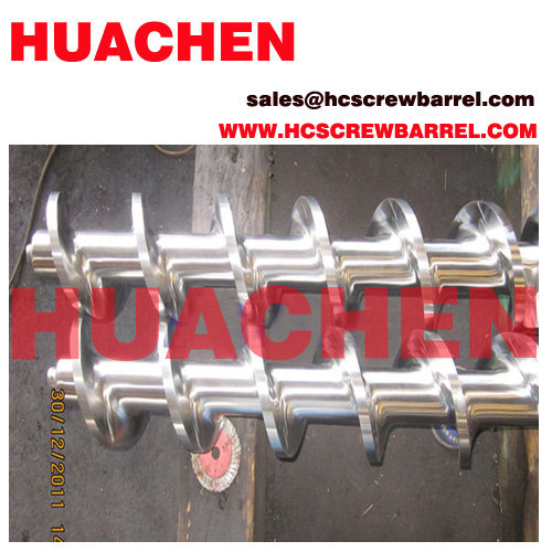 Screw barrel for rubber tyre shooes