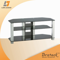 8/6/6 black tempered glass and metal mixed tv stand