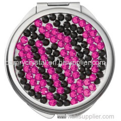 Hot pink&Black Crystal Rhinestone Compact Mirror