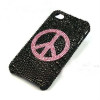 Pink Peace Crystal Rhinestone Cell Phone Faceplate