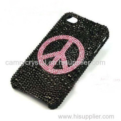 Pink Peace Crystal Rhinestone Cell Phone Faceplate