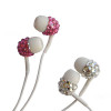 Wired Pink Crystal Rhinestone Stereo Earphones