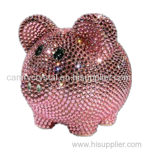 Pink Crystal Rhinestone Piggy Money Bank