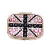 Pink&Blck Union Jack Crystal Rhinestone Pill Case