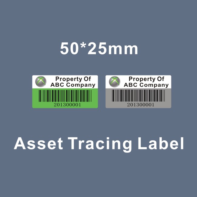 Tamper Evident Asset Barcode Tracing Labels,Security Bar Code Destructible Vinyl Assets Stickers