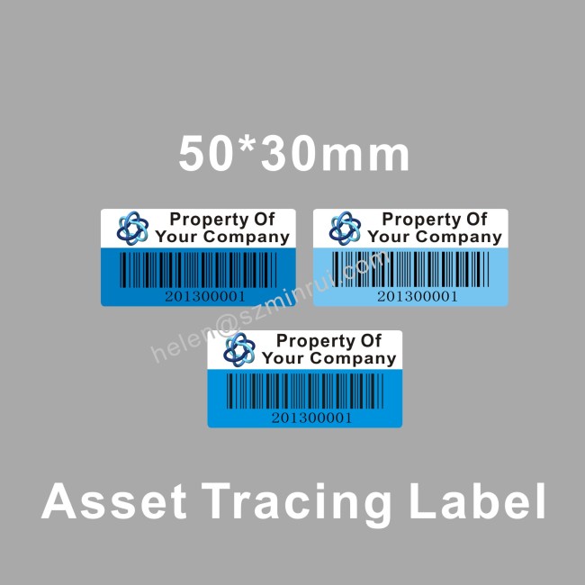 Tamper Evident Asset Barcode Tracing Labels,Security Bar Code Destructible Vinyl Assets Stickers