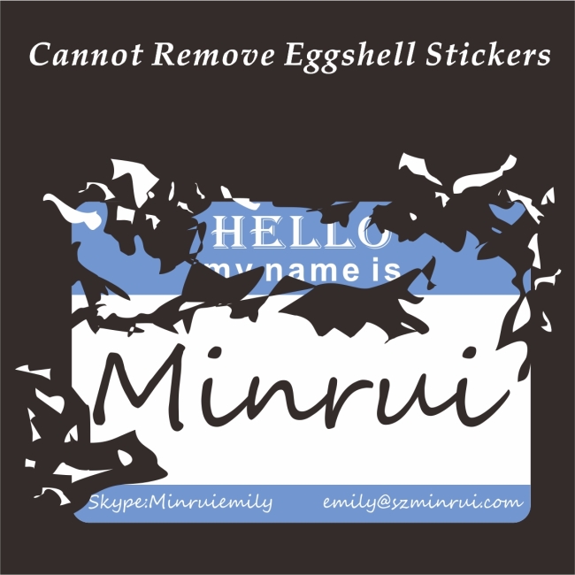 Destructive Security Blank Eggshell Sticker,Permanent Adhesive Destructible Vinyl Label,Pronoun Eggshell Name Sticker