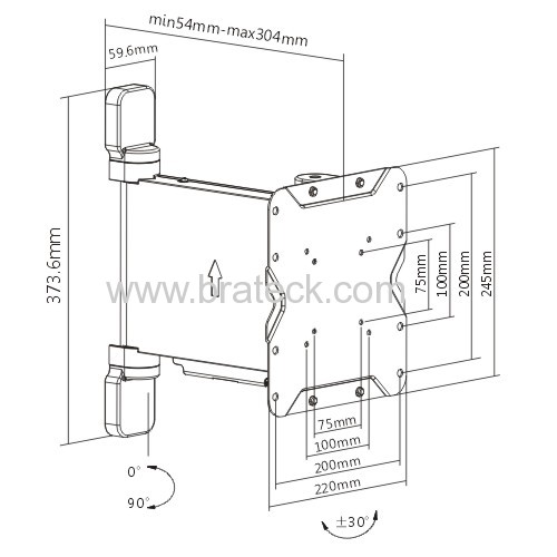 Remote control motorized full motion 23 -42TV wall mount