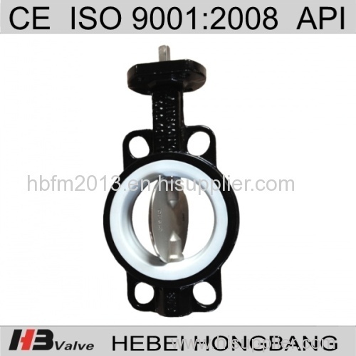 DN40-DN600wafer type soft seal PTFE butterfly valve