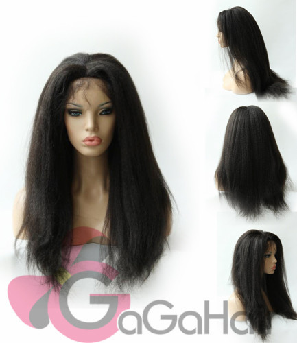Hot Selling Brazilian Hair Full Lace Wig 8''-24'' in Stock 120% Density Kinky Straight Double Knots Stock Lace Wig