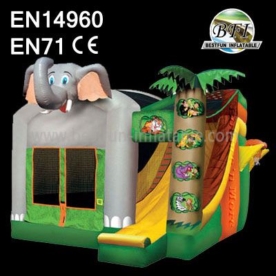 Happy Elephant Bounce House with Slide