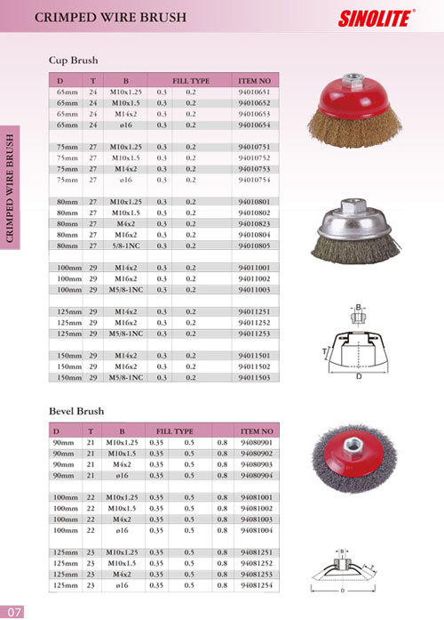 Crimped Wire Bruch: Cup brush, Bevel Brush