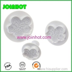 New arrival 3pcs/set sunflower design fondant cake plunger cutter mould