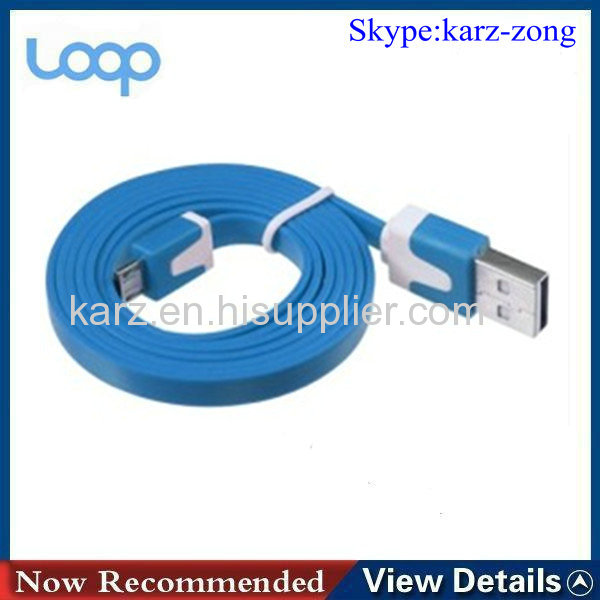 color flat micro usb data cable for samsung/blackberry/htc
