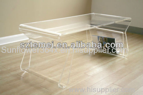 Modern Acrylic Coffee Table With Magazine Rack