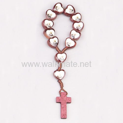 religiouswooden finger rosary ring with wood crucifix small crafts for finger 