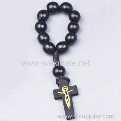 Black Color Cord Wooden Finger Rosary