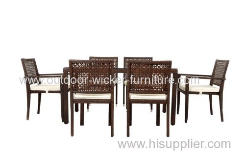 Glass patio rattan dining table