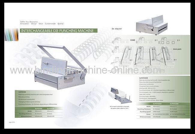 Desk top punching machine with interchangeable dies