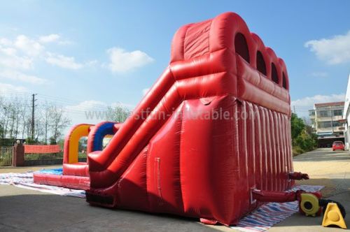 Red Inflatable Triple Lindy Water Slide