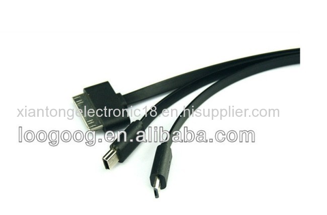 2in 1 usb cable bulk For iPhone 4/Micro USB/Samsung Galaxy Tab/mini