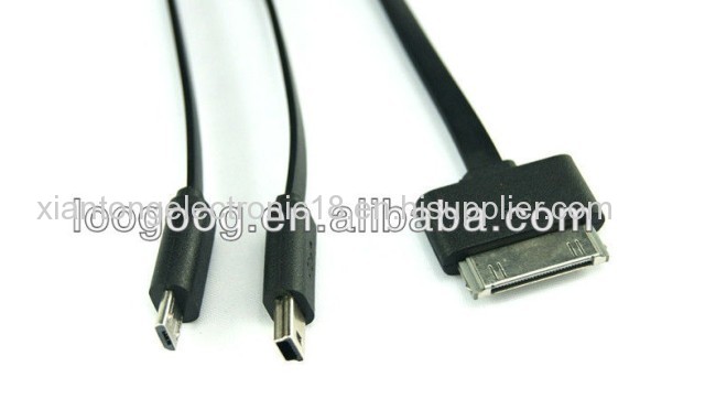 2in 1 usb cable bulk For iPhone 4/Micro USB/Samsung Galaxy Tab/mini