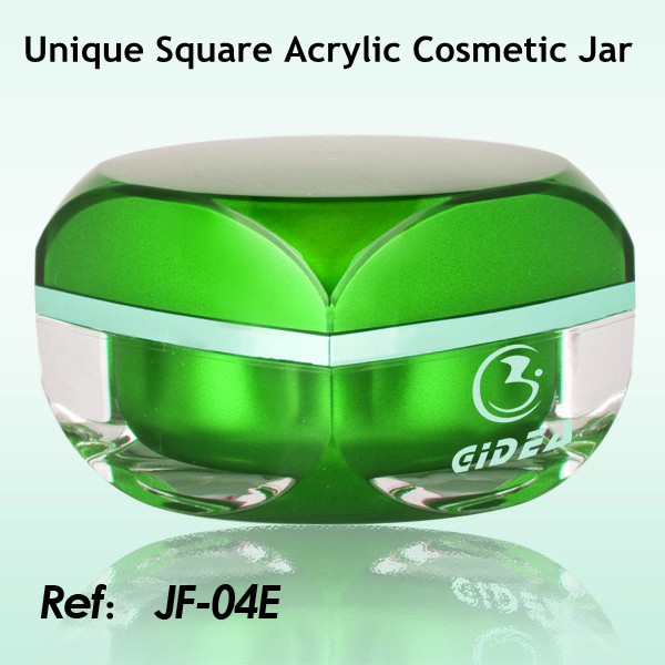 15ml green square acrylic jar