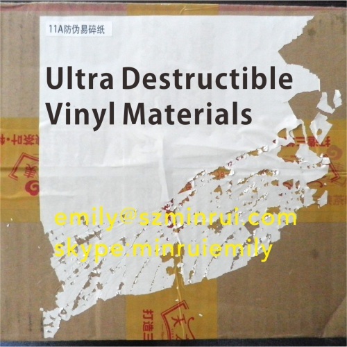 Very Brittle Ultra Destructible Vinyl Materials,Fragile Destructive Vinyl Materials,Eggshell Security Sticker Papers
