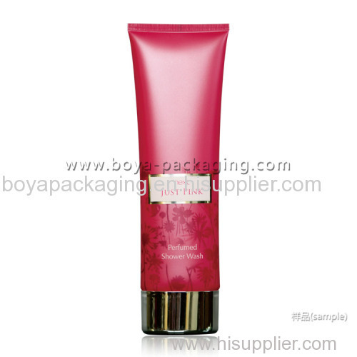 cosmetic plastic lotion tube with aluminium hat