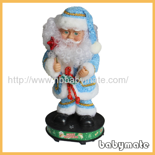 standing on mini stage Santa Claus 