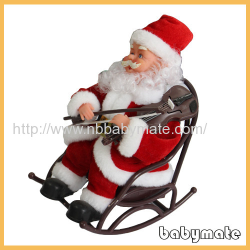 sit on chair playing violin Santa Claus