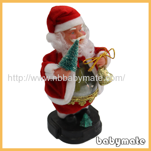 blowing snow on transparent belly Santa Claus