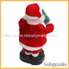 blowing snow on transparent belly Santa Claus