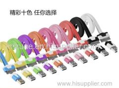 noodle flat usb data cable for Iphone 3g 3gs ipad 2/3/4 iphone 4 4g 4s