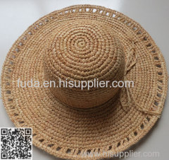 raffia straw hat with 10cm width brim