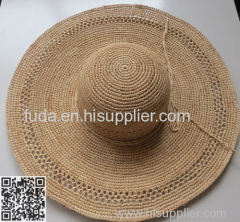 raffia straw hat with 10cm width brim