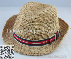 raffia men's fedora hat