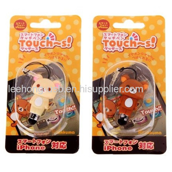 2013 Newest best high sensitivityteddy bear pvc figure touch pen