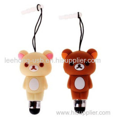 2013 Newest best high sensitivity teddy bear pvc figure touch pen