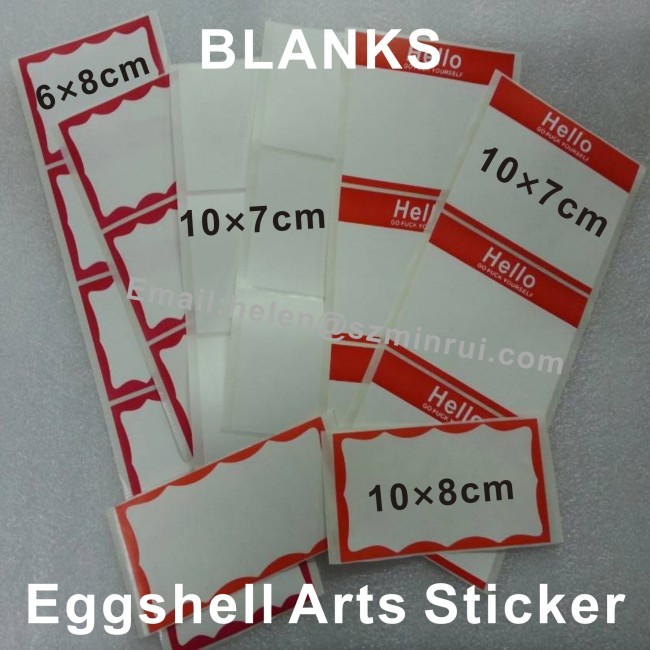 Custom Red Borders Eggshell Sticker Rolls and Sheets