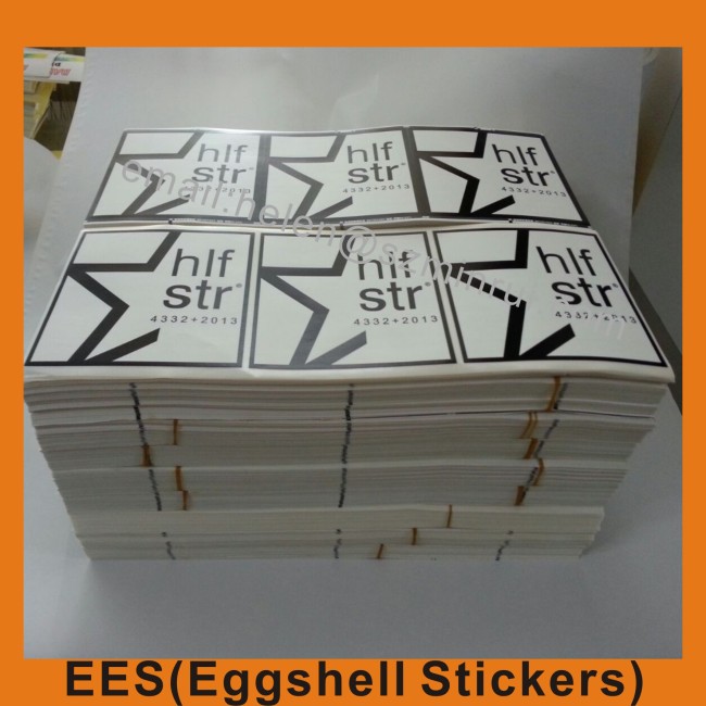 Custom Red Borders Eggshell Sticker Rolls and Sheets