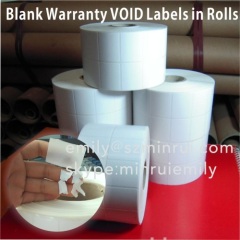 Blank White Destructible Labels in Rolls