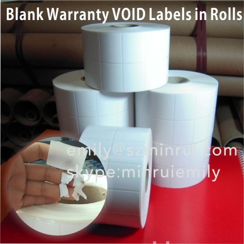 Cutom Blank White Destructible Labels in Rolls,Blank Tamper Evident Seal Stickers,Blank Breakaway Security Labels
