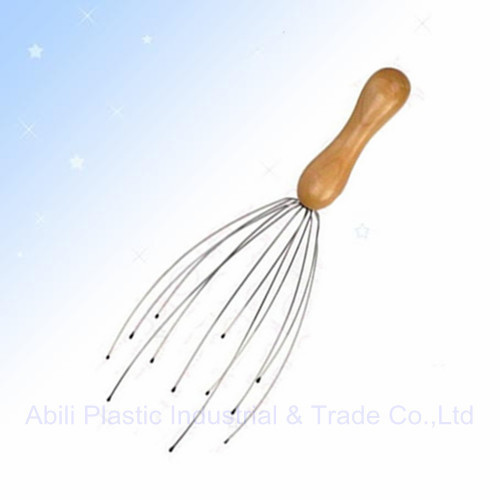 Wooden handle head massager