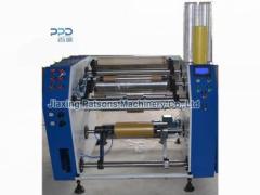 Cling film perforating rewinding machine