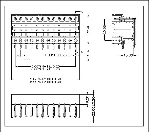 Two double Plug-In Terminal Block KF1026R right angle5.08mm pitchROHS brass