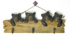 Wood Carved Mountain Animals Hook-Bears