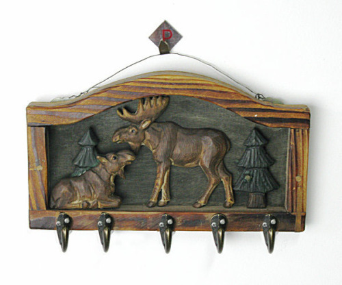 Wood Carved Mountain Animals Hook-Goats